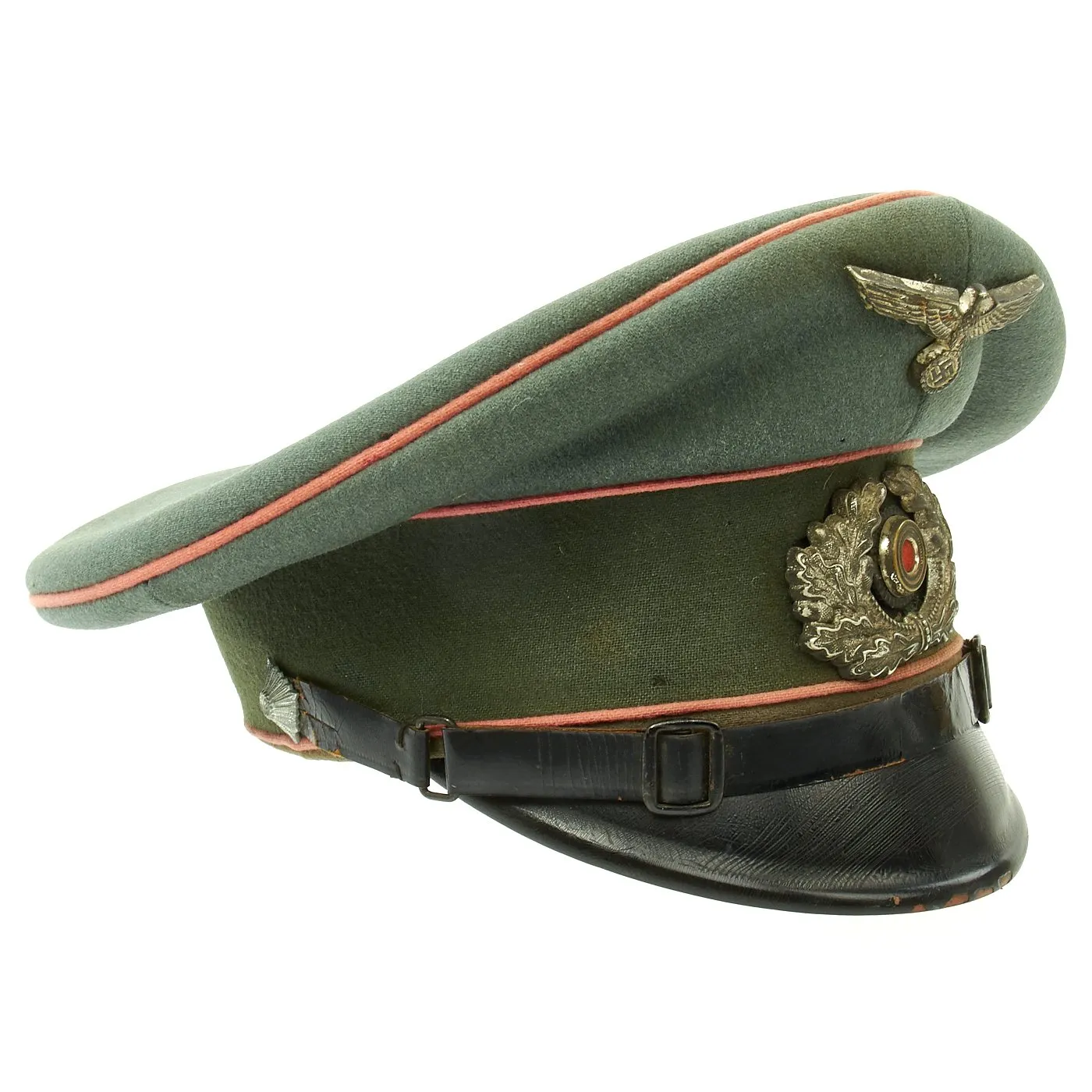 Original German WWII Named Heer Panzer NCO Peak Visor Cap by Feinstes Fabrikat - Regiment Marked