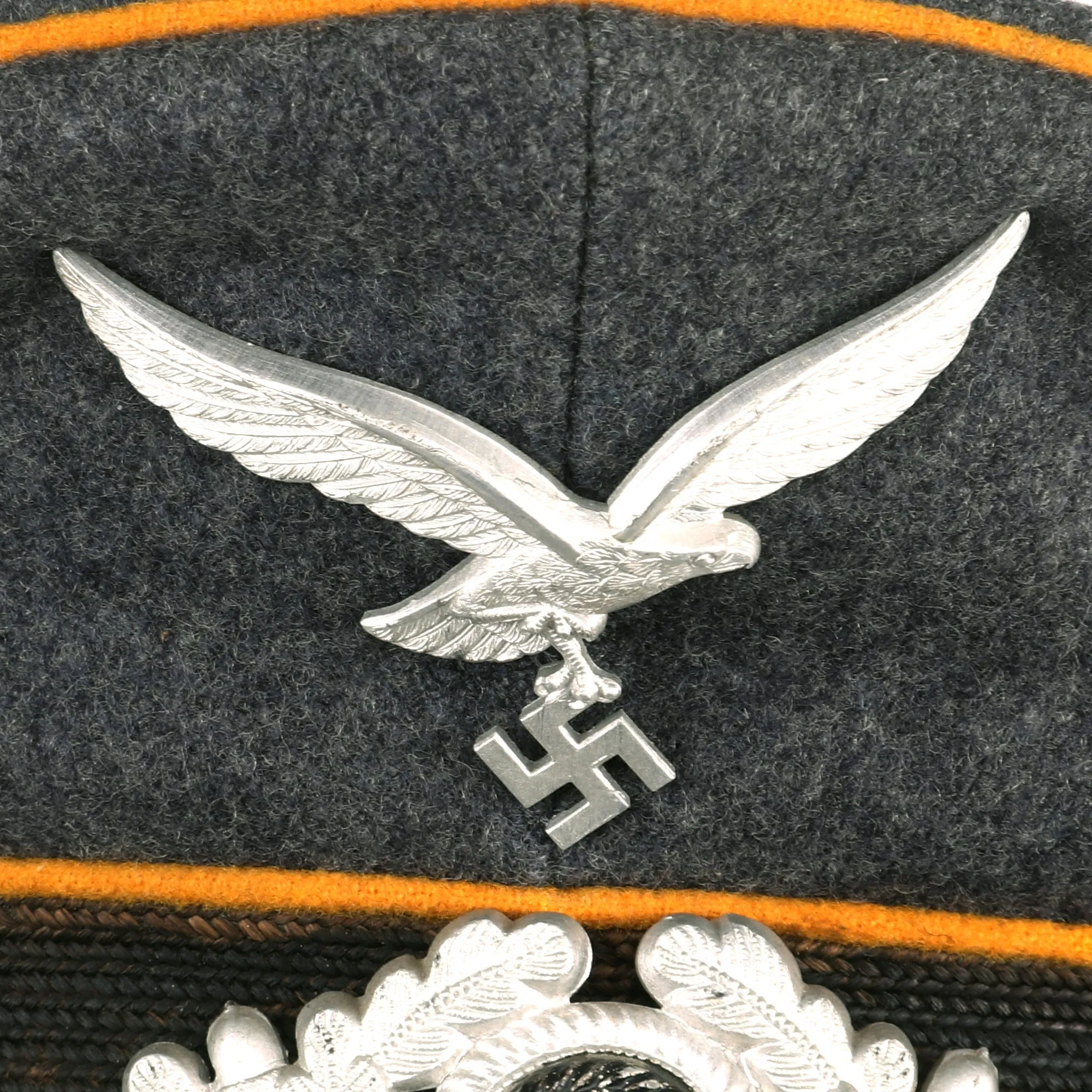 Original German WWII Unit Marked Luftwaffe Flight Branch EM/NCO Schirmmütze Visor Cap by Gebrüder Alm - size 57cm