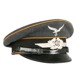 Original German WWII Unit Marked Luftwaffe Flight Branch EM/NCO Schirmmütze Visor Cap by Gebrüder Alm - size 57cm