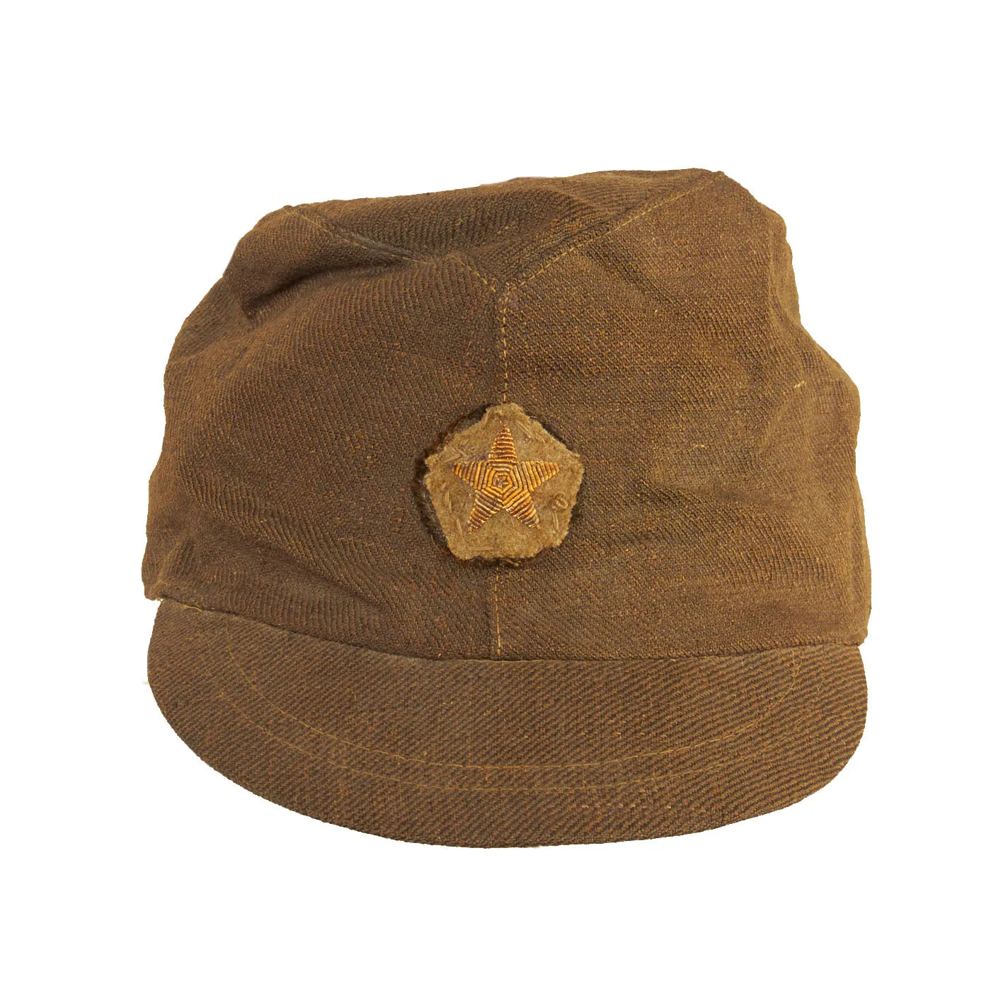 Original Japanese WWII Imperial Japanese Army Enlisted Men's Tropical Forage Cap With Bullion Embroidered Insignia