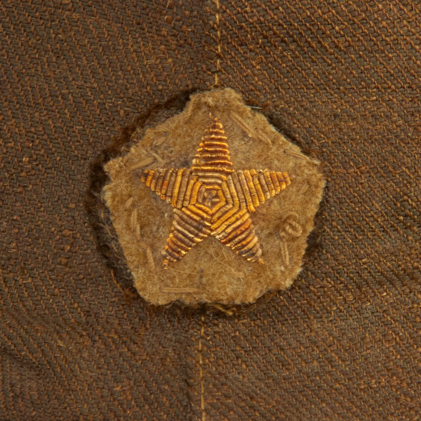 Original Japanese WWII Imperial Japanese Army Enlisted Men's Tropical Forage Cap With Bullion Embroidered Insignia