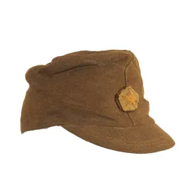 Original Japanese WWII Imperial Japanese Army Enlisted Men's Tropical Forage Cap With Bullion Embroidered Insignia