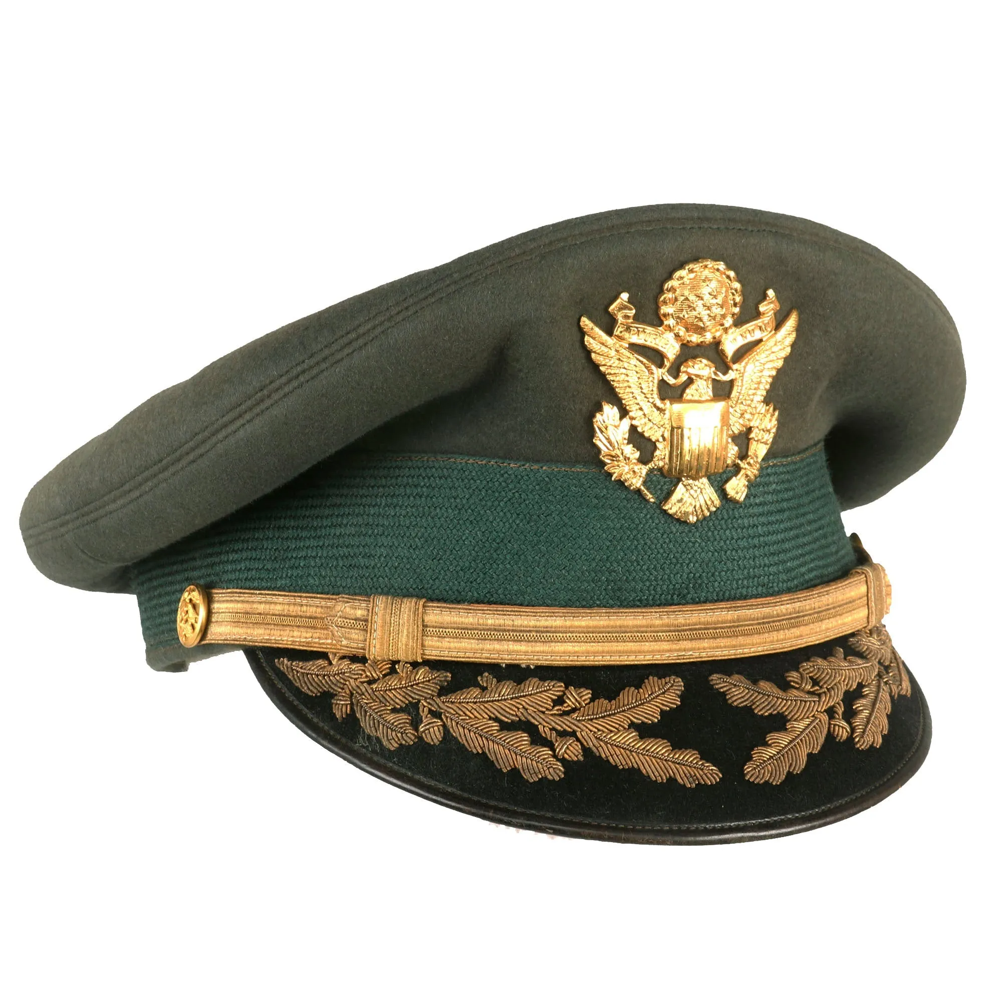 Original U.S. Vietnam War Era General Wallace Magathan Attributed “Green Service” Uniform Peaked Visor Cap by Luxenberg, New York - Commander US Army Security Assistance Command (March 1972 – July 1973)