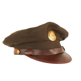 Original U.S. WWII Airborne Paratrooper Named 464th Parachute Field Artillery Battalion Enlisted Man's Peaked Visor - T/5 John J. Barchenski