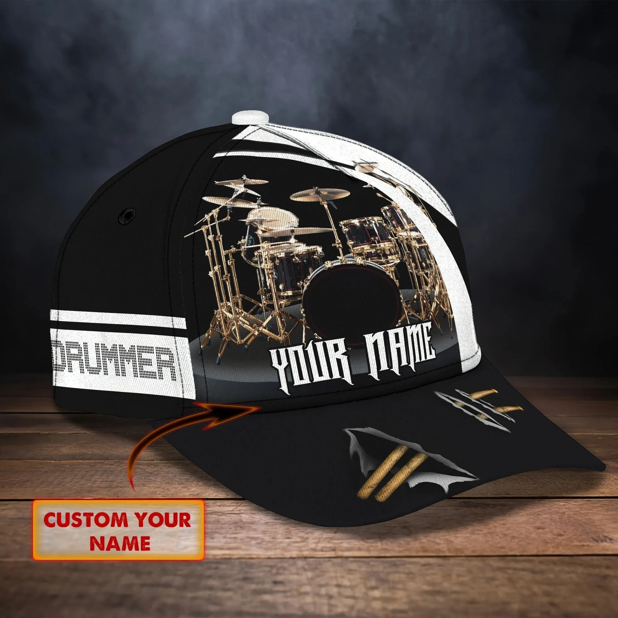 Personalized American Drummer Cap, 3D All Over Print Drum Cap Hat In Usa Flag, Gift To Drum Lover Drummer Gift