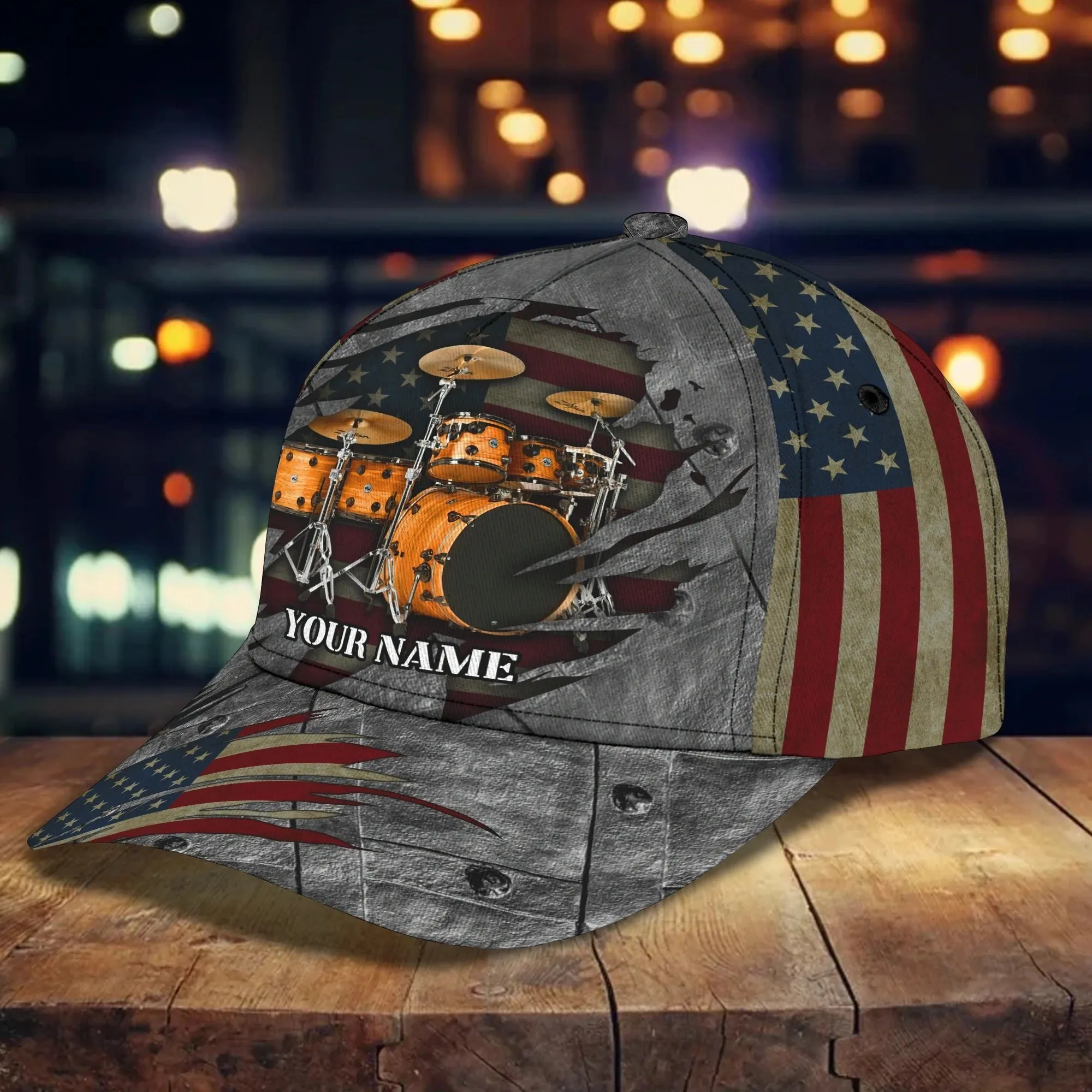 Personalized American Drummer Cap, 3D All Over Print Drum Cap Hat In Usa Flag, Gift To Drum Lover Drummer Gift