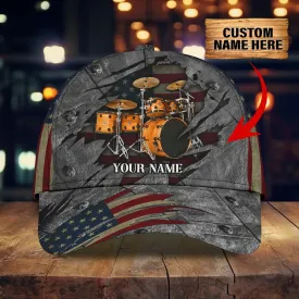 Personalized American Drummer Cap, 3D All Over Print Drum Cap Hat In Usa Flag, Gift To Drum Lover Drummer Gift