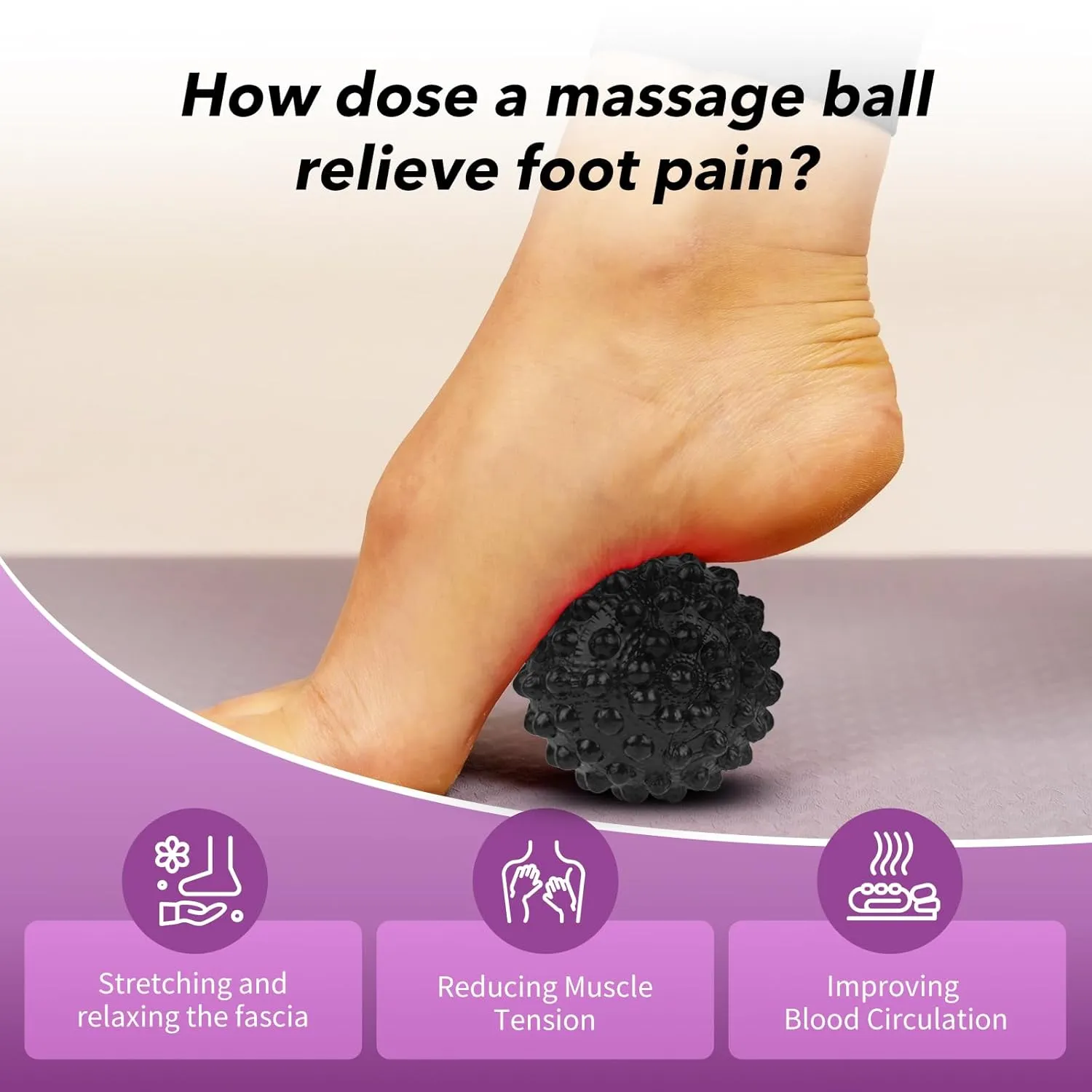 Plantar Fasciitis Night Splint Sock with Massage Ball for Tension Relief, Alleviate Pain from Plantar Fasciitis, Arch Pain, Heel Spur, Foot-drop and Achilles Tendonitis, Soft and Comfortable Foot Brace for Men and Women, Large-Purple