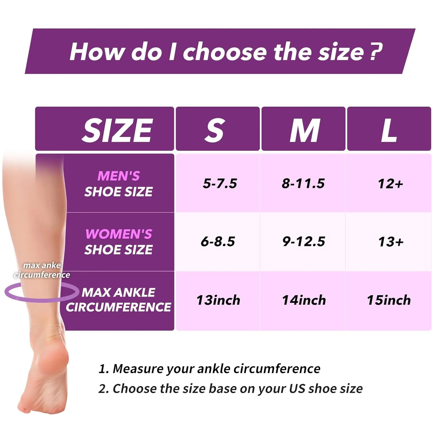 Plantar Fasciitis Night Splint Sock with Massage Ball for Tension Relief, Alleviate Pain from Plantar Fasciitis, Arch Pain, Heel Spur, Foot-drop and Achilles Tendonitis, Soft and Comfortable Foot Brace for Men and Women, Large-Purple