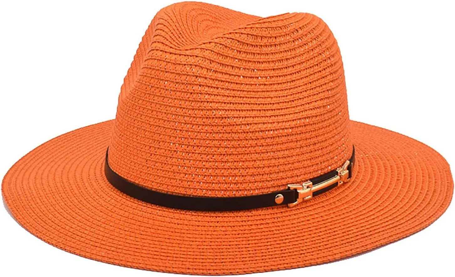 Short Brim Fedora Classic Solid Panama Cap for Men Fedora Panama Hat with Belt Buckle Birthday Men's Dress Hats