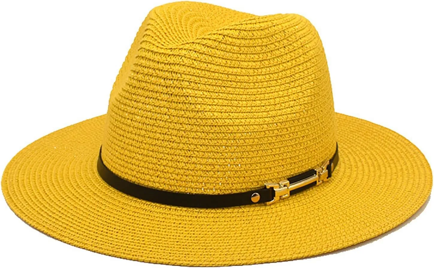 Short Brim Fedora Classic Solid Panama Cap for Men Fedora Panama Hat with Belt Buckle Birthday Men's Dress Hats