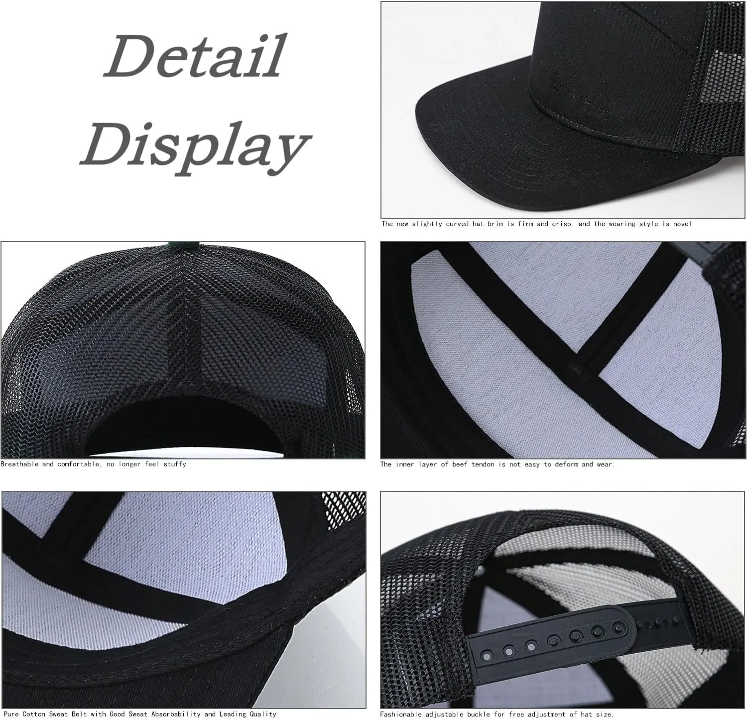 Snapback Trucker Hat for Men Women, Adjustable Mesh Baseball Cap for Running, Workout, Outdoor Sports