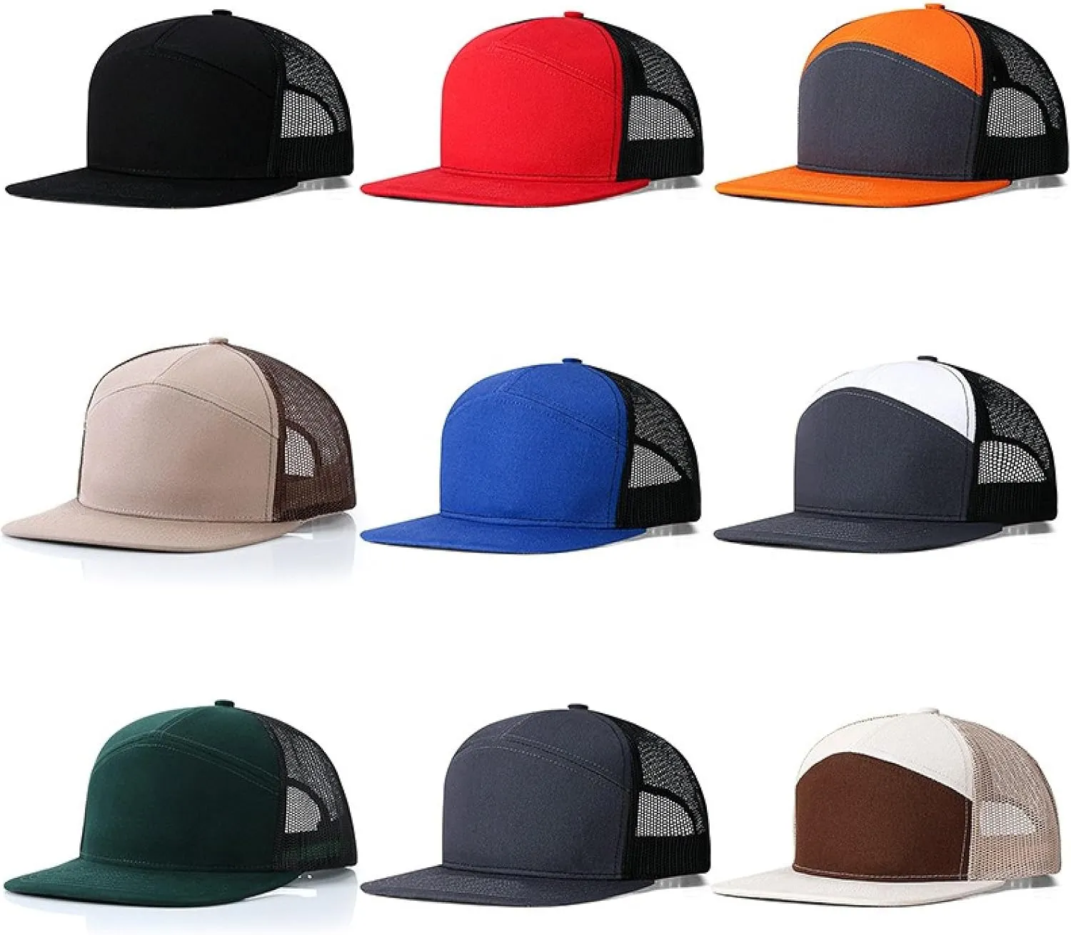 Snapback Trucker Hat for Men Women, Adjustable Mesh Baseball Cap for Running, Workout, Outdoor Sports