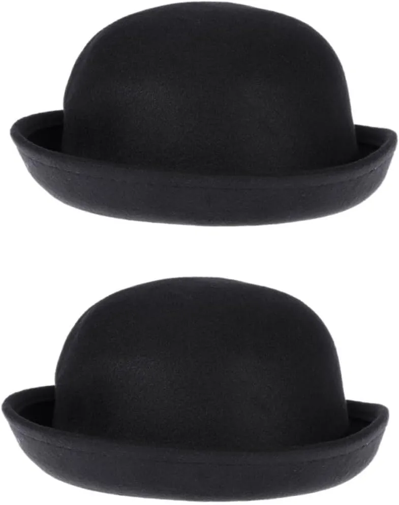 SOIMISS 2pcs Fashion Hat for Women Premium Felt Curly Brim Cap All- Design for Parties Weddings and Events Lightweight and Portable Fashion Accessory Black