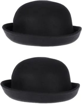 SOIMISS 2pcs Fashion Hat for Women Premium Felt Curly Brim Cap All- Design for Parties Weddings and Events Lightweight and Portable Fashion Accessory Black