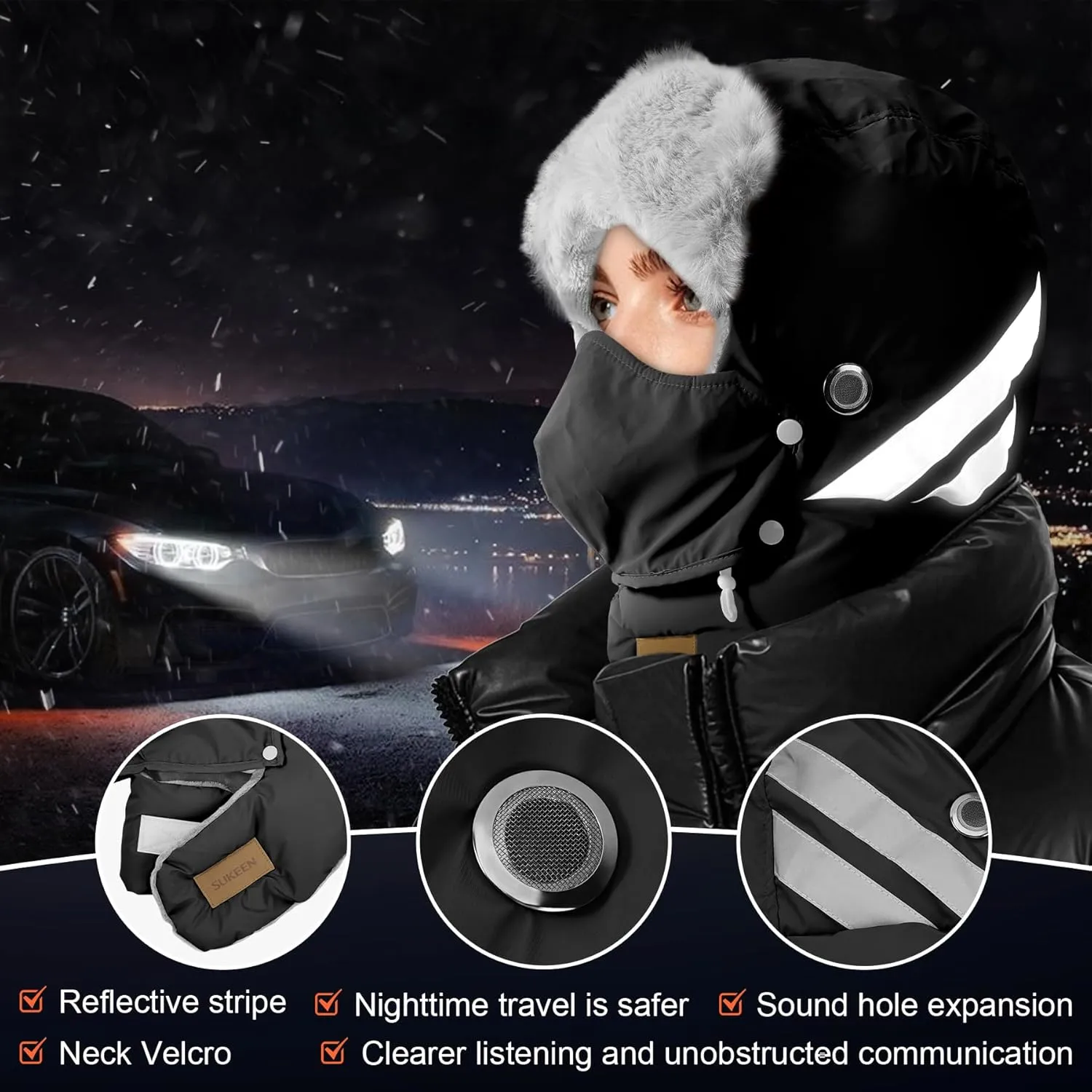 Sukeen Trapper Hats Windproof Winter Hat Water Repellent Warm Hat Lightweight Earflap Hat with Mask for Cold Snow Weather