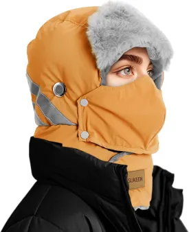 Sukeen Trapper Hats Windproof Winter Hat Water Repellent Warm Hat Lightweight Earflap Hat with Mask for Cold Snow Weather