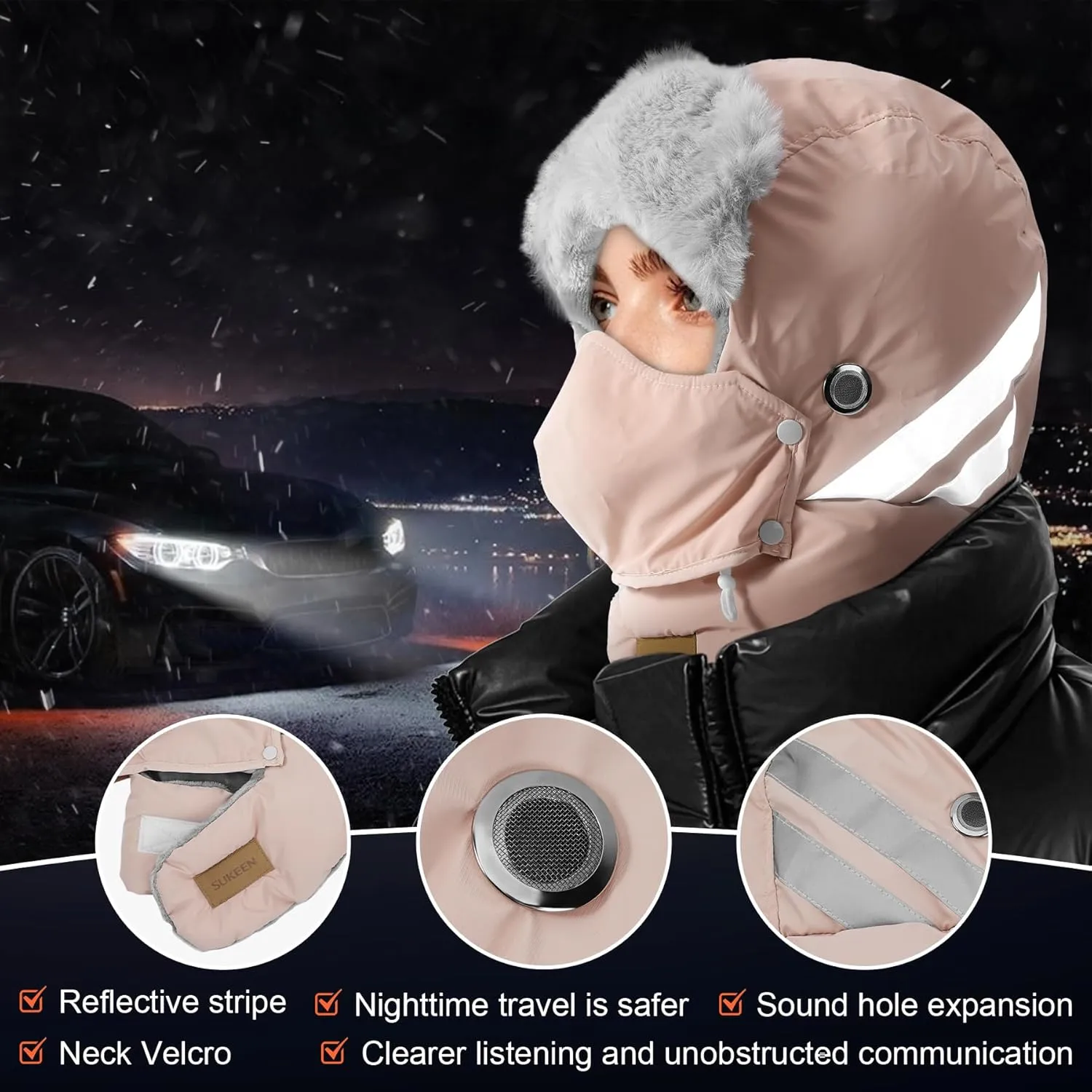 Sukeen Trapper Hats Windproof Winter Hat Water Repellent Warm Hat Lightweight Earflap Hat with Mask for Cold Snow Weather