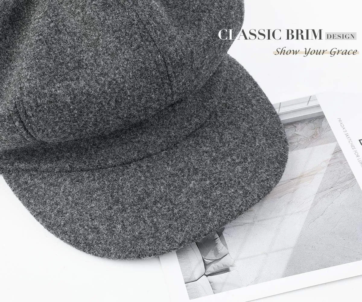Sumolux Women Beret Newsboy Hat French Wool Cap Classic Autumn Spring Winter