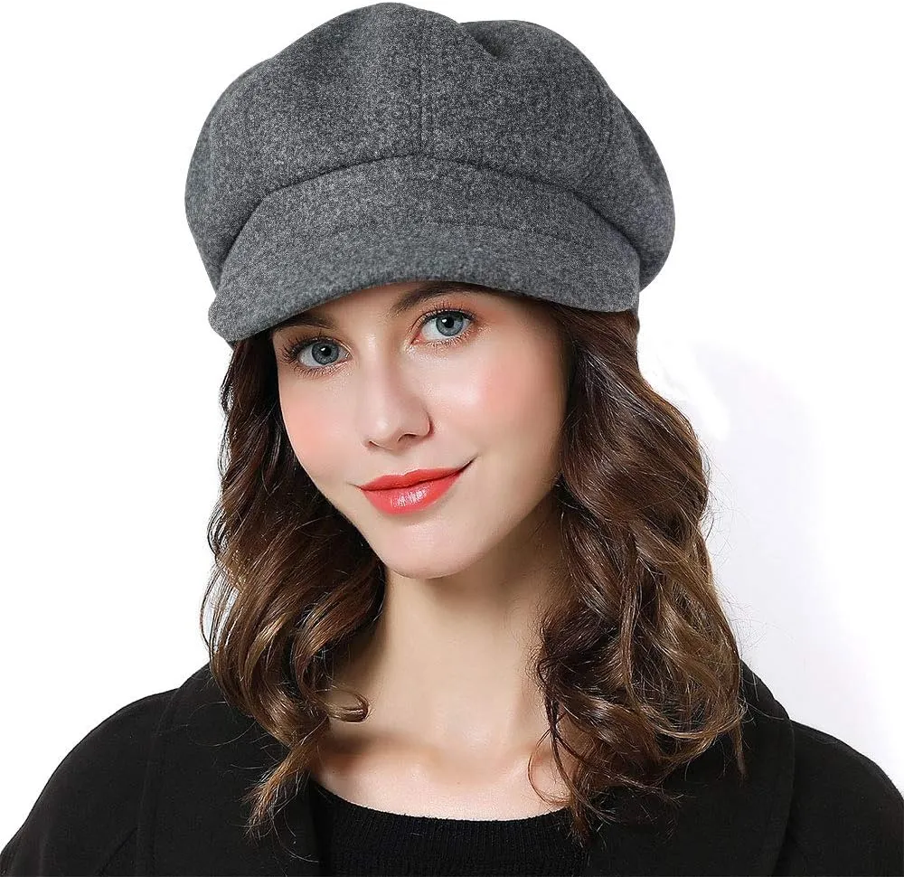 Sumolux Women Beret Newsboy Hat French Wool Cap Classic Autumn Spring Winter