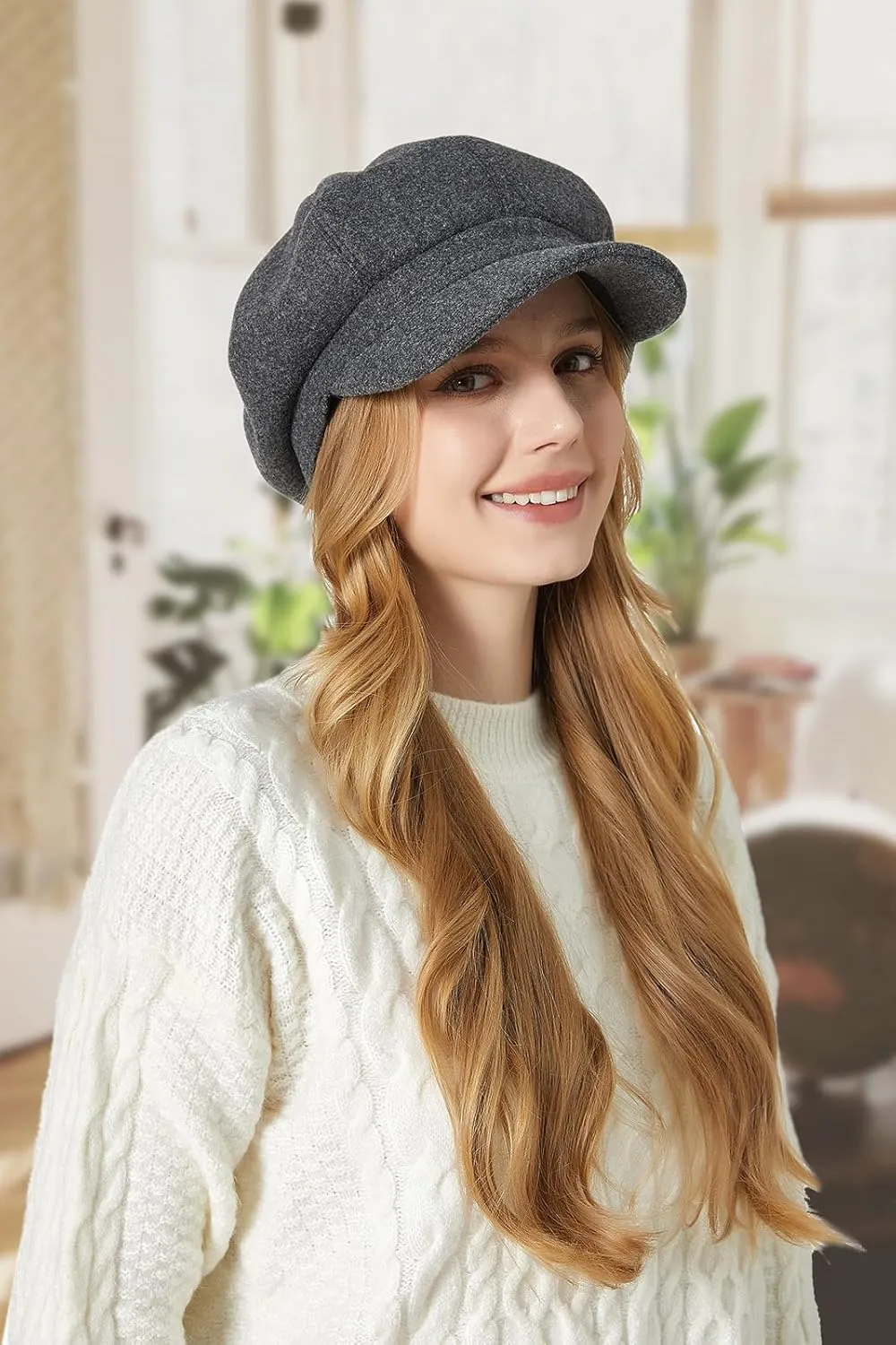 Sumolux Women Beret Newsboy Hat French Wool Cap Classic Autumn Spring Winter