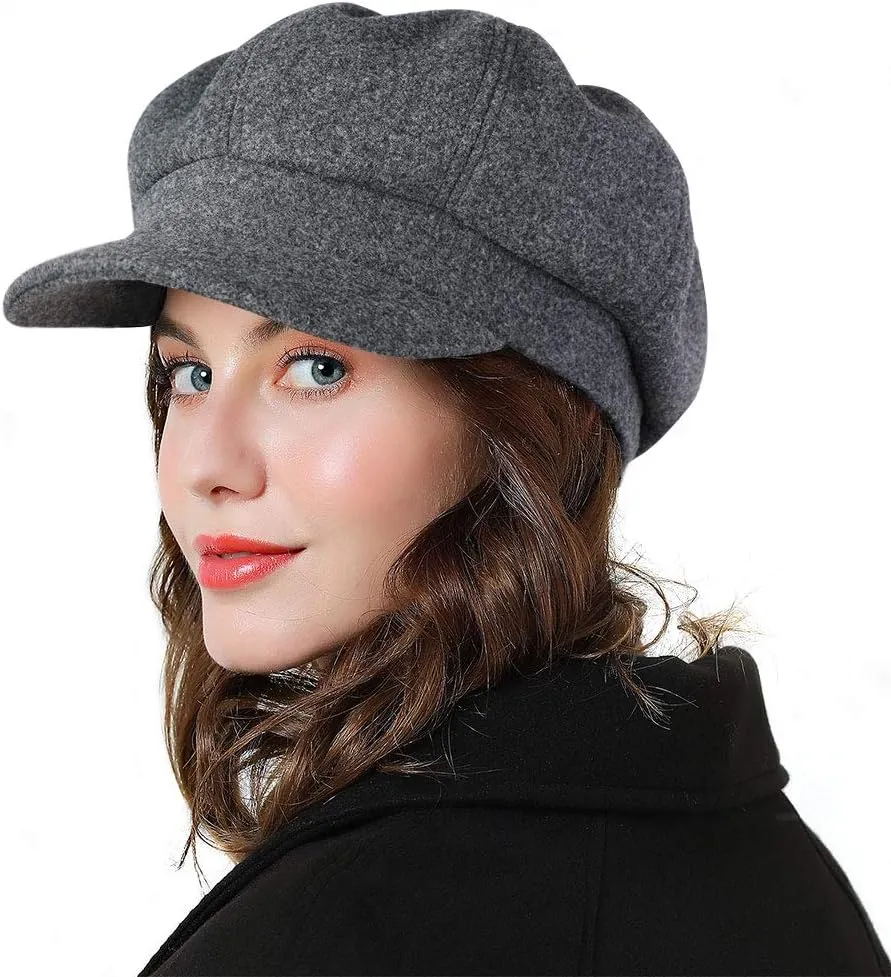 Sumolux Women Beret Newsboy Hat French Wool Cap Classic Autumn Spring Winter