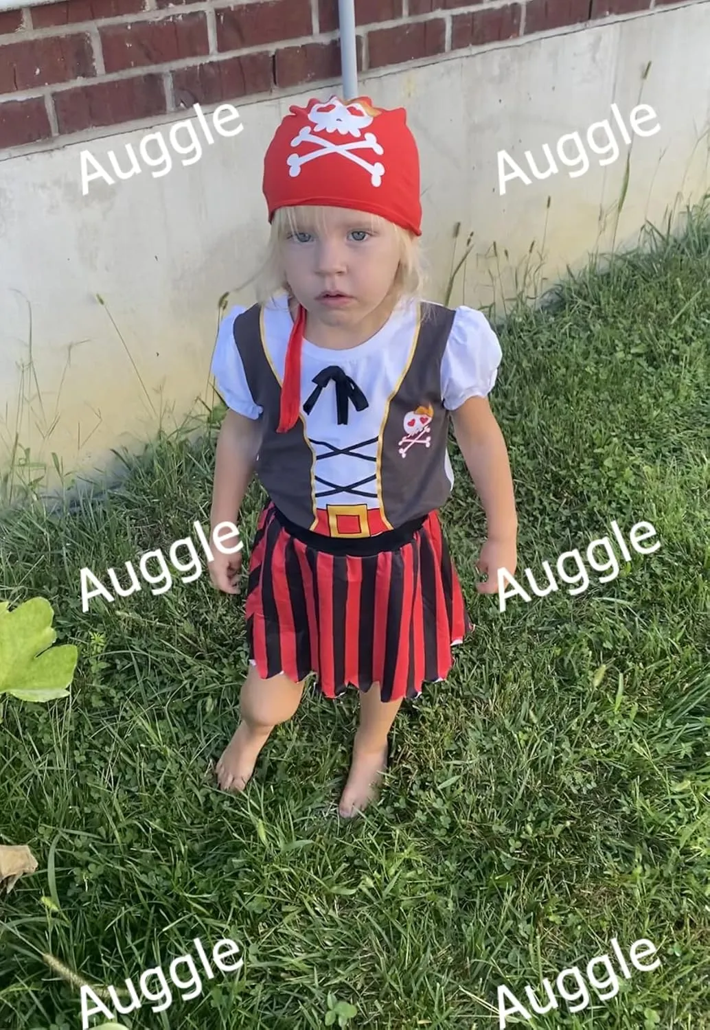 Toddler Baby Girl Outfits Halloween Costume Kid Pirate Stripe Skirt with Head Scarf