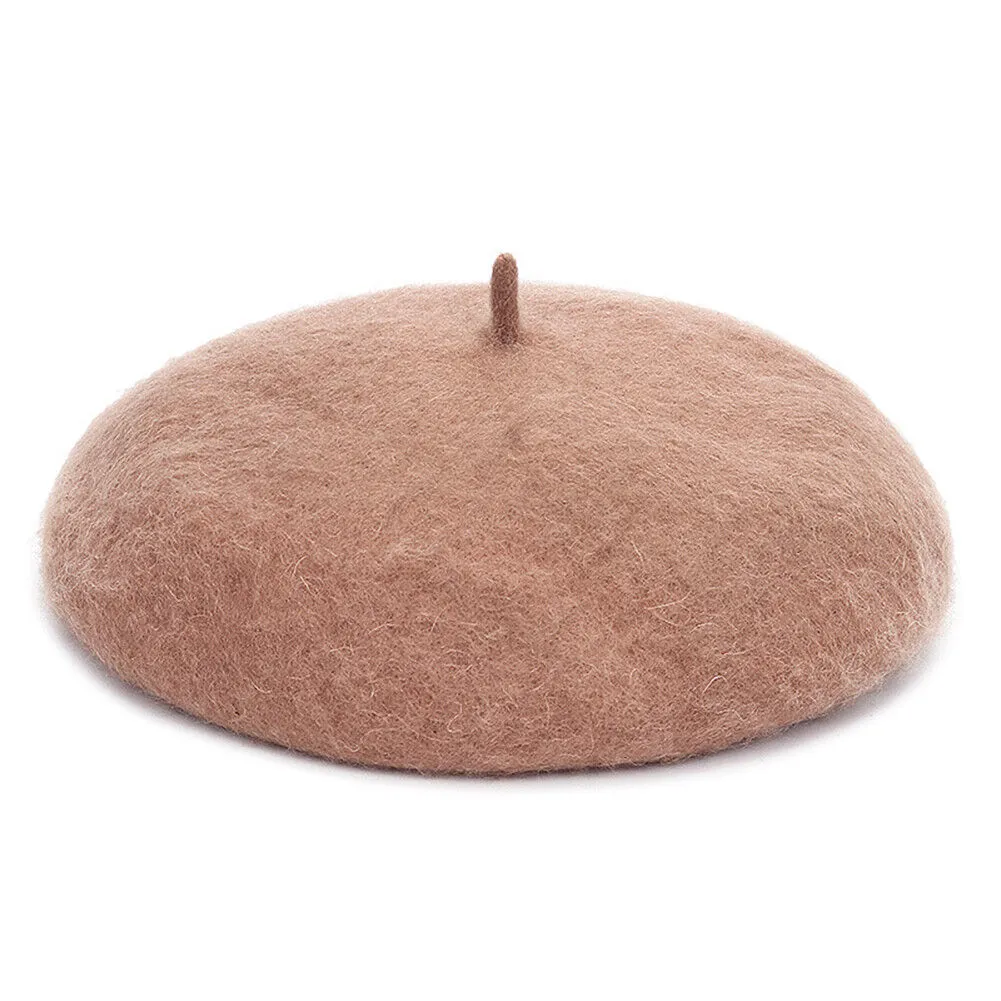 US Beanie Beret Winter Warmer French Artist Hats Ski Caps 95% Wool Solid Color