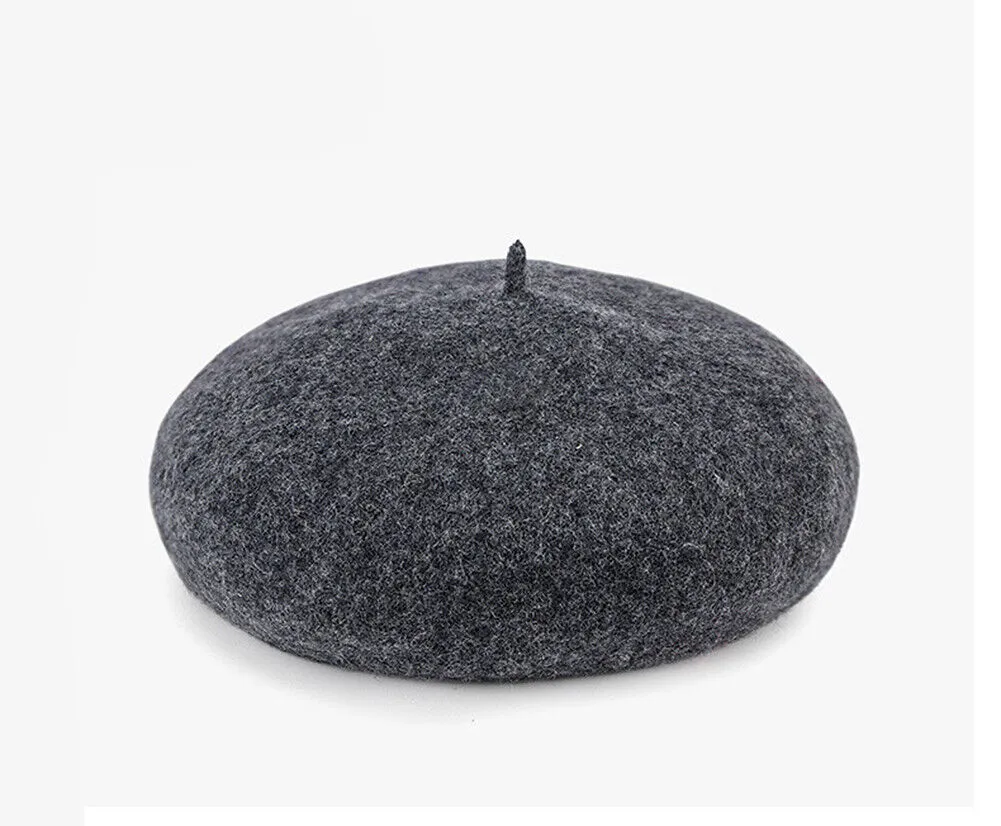 US Beanie Beret Winter Warmer French Artist Hats Ski Caps 95% Wool Solid Color