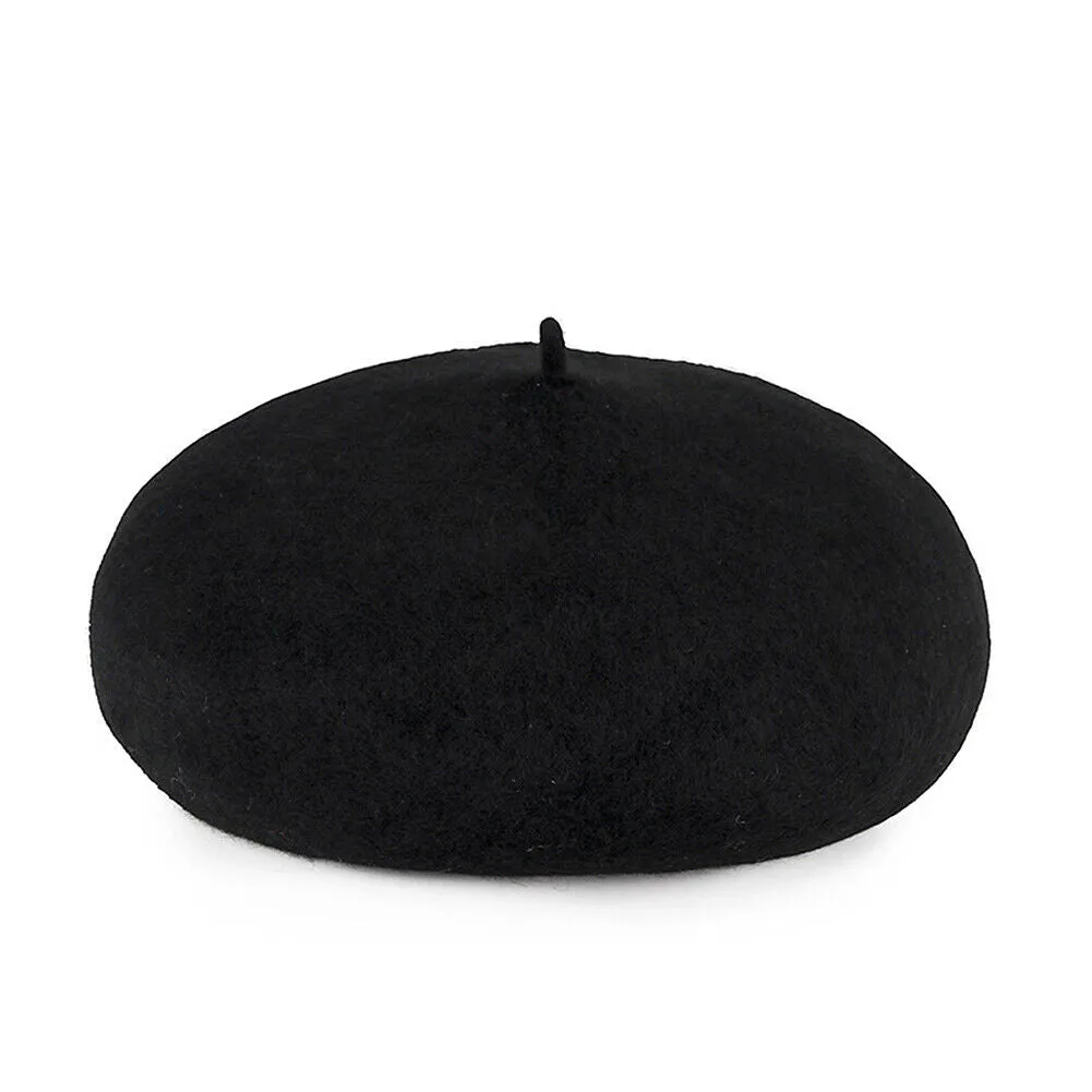 US Beanie Beret Winter Warmer French Artist Hats Ski Caps 95% Wool Solid Color