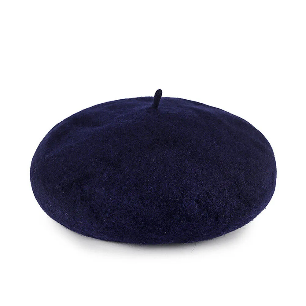 US Beanie Beret Winter Warmer French Artist Hats Ski Caps 95% Wool Solid Color