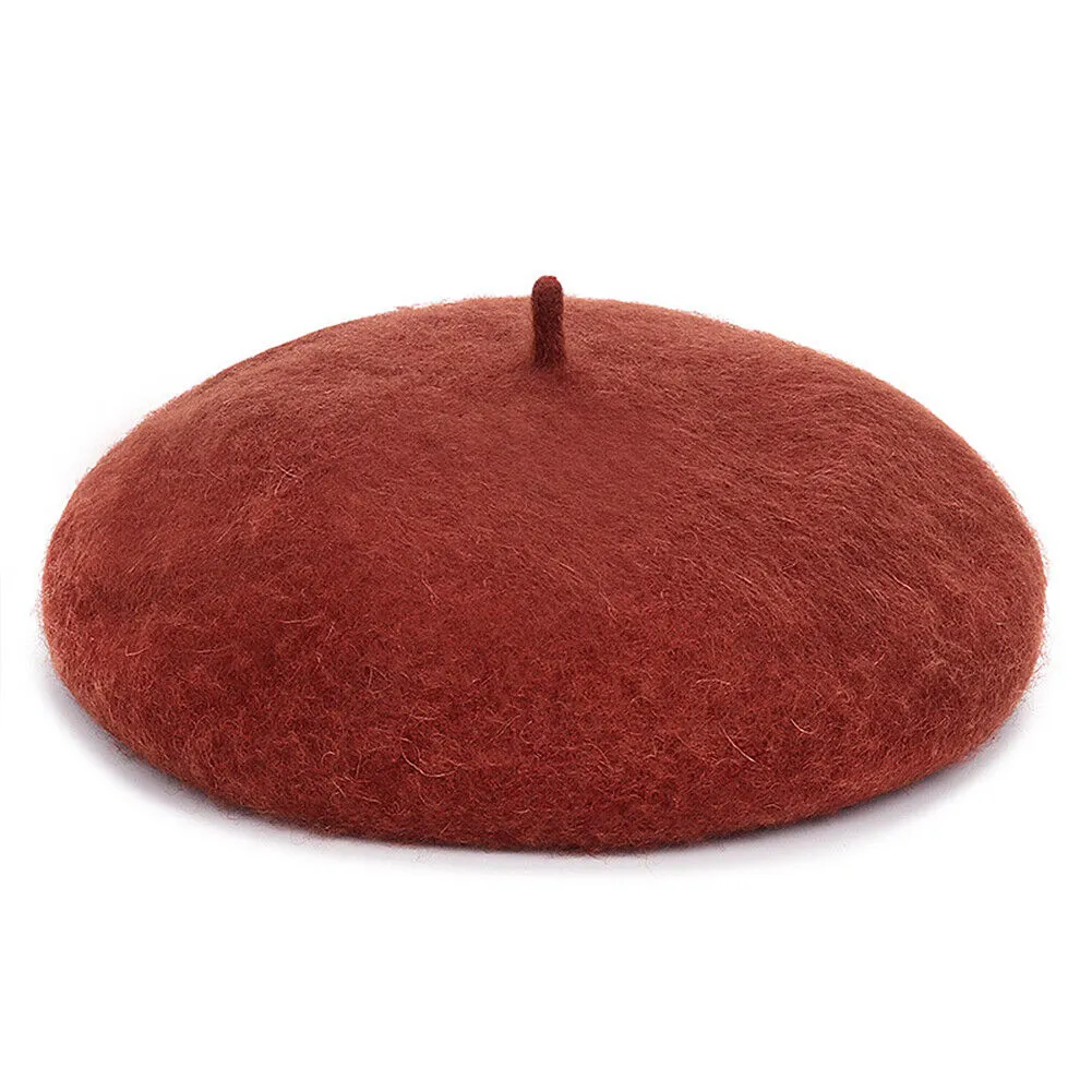 US Beanie Beret Winter Warmer French Artist Hats Ski Caps 95% Wool Solid Color