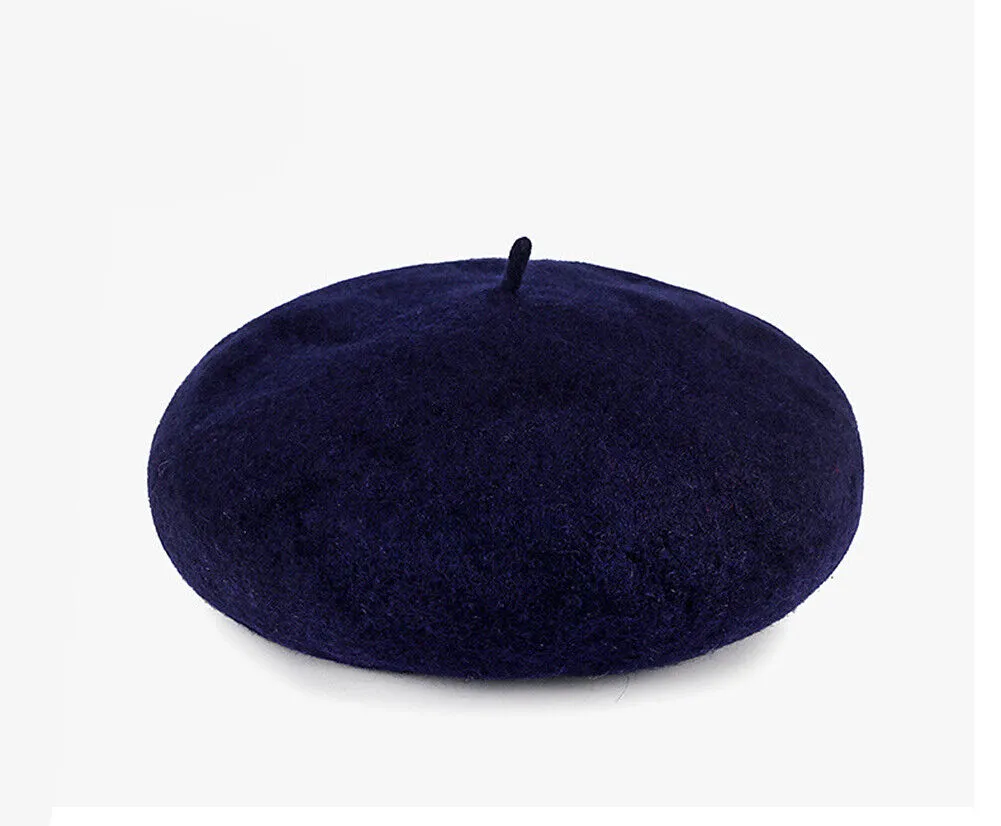 US Beanie Beret Winter Warmer French Artist Hats Ski Caps 95% Wool Solid Color