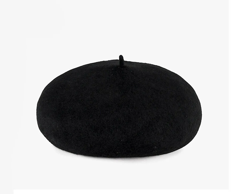 US Beanie Beret Winter Warmer French Artist Hats Ski Caps 95% Wool Solid Color