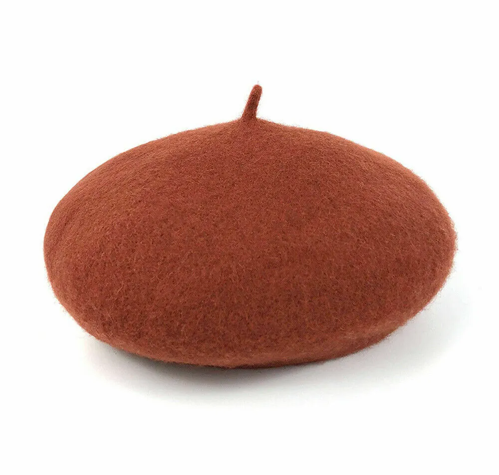US Beanie Beret Winter Warmer French Artist Hats Ski Caps 95% Wool Solid Color