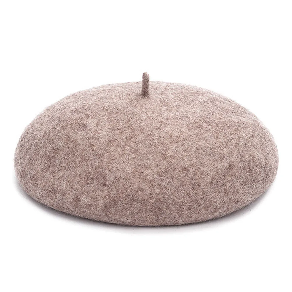 US Beanie Beret Winter Warmer French Artist Hats Ski Caps 95% Wool Solid Color