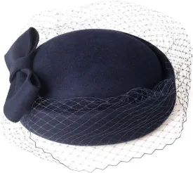 Vintage Royal Wool Felt Hat Fascinator for Elegant Women Wedding Beret Hat Veil Fedora Ladies Church Caps