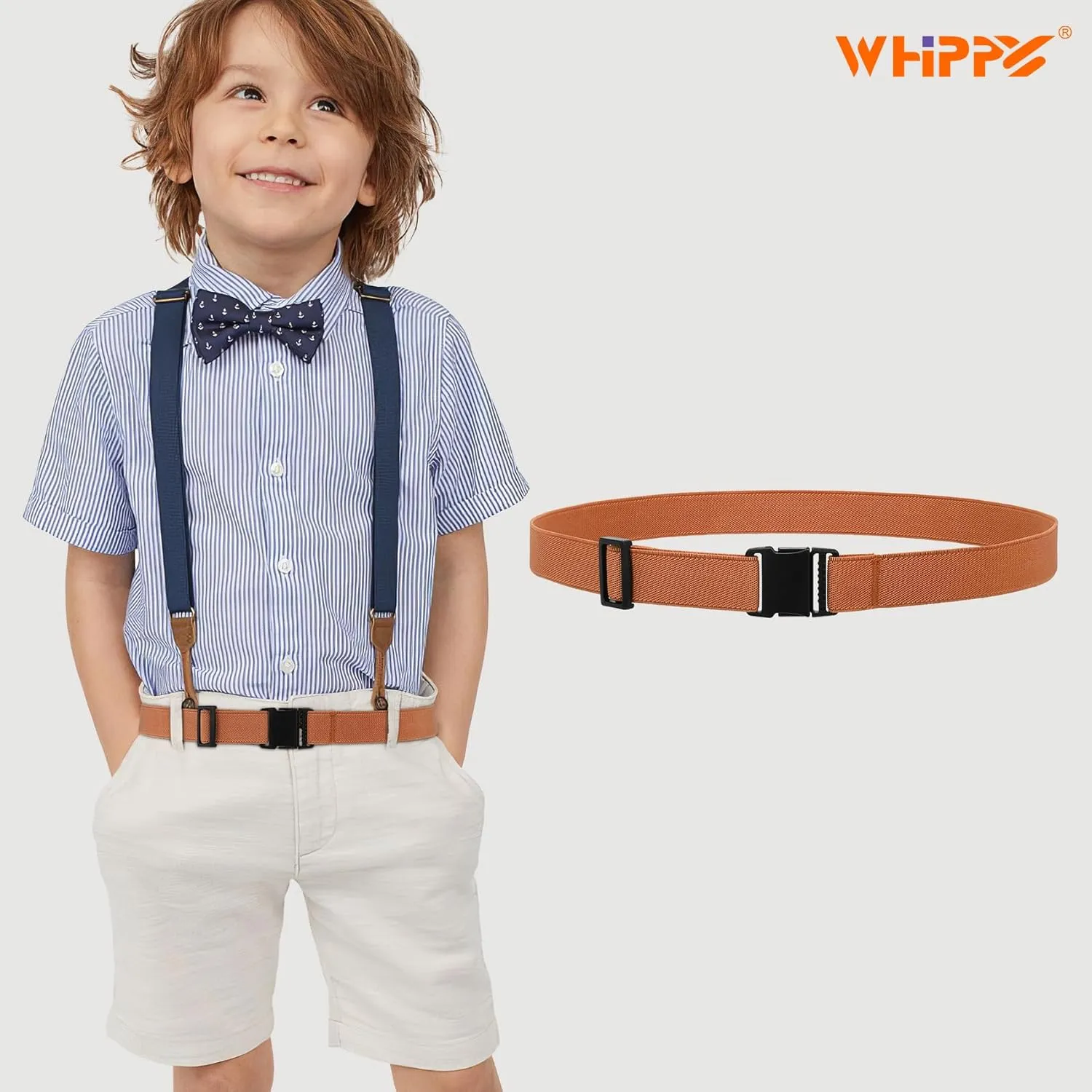 WHIPPY Elastic Kids Belt for Boys Girls - Stretch Invisible Belt with Adjustable Clip Buckle Latch Belts for School Sports