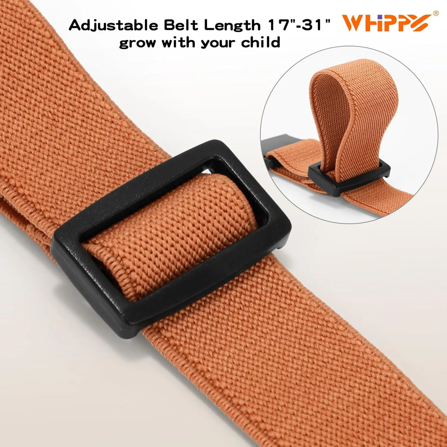 WHIPPY Elastic Kids Belt for Boys Girls - Stretch Invisible Belt with Adjustable Clip Buckle Latch Belts for School Sports