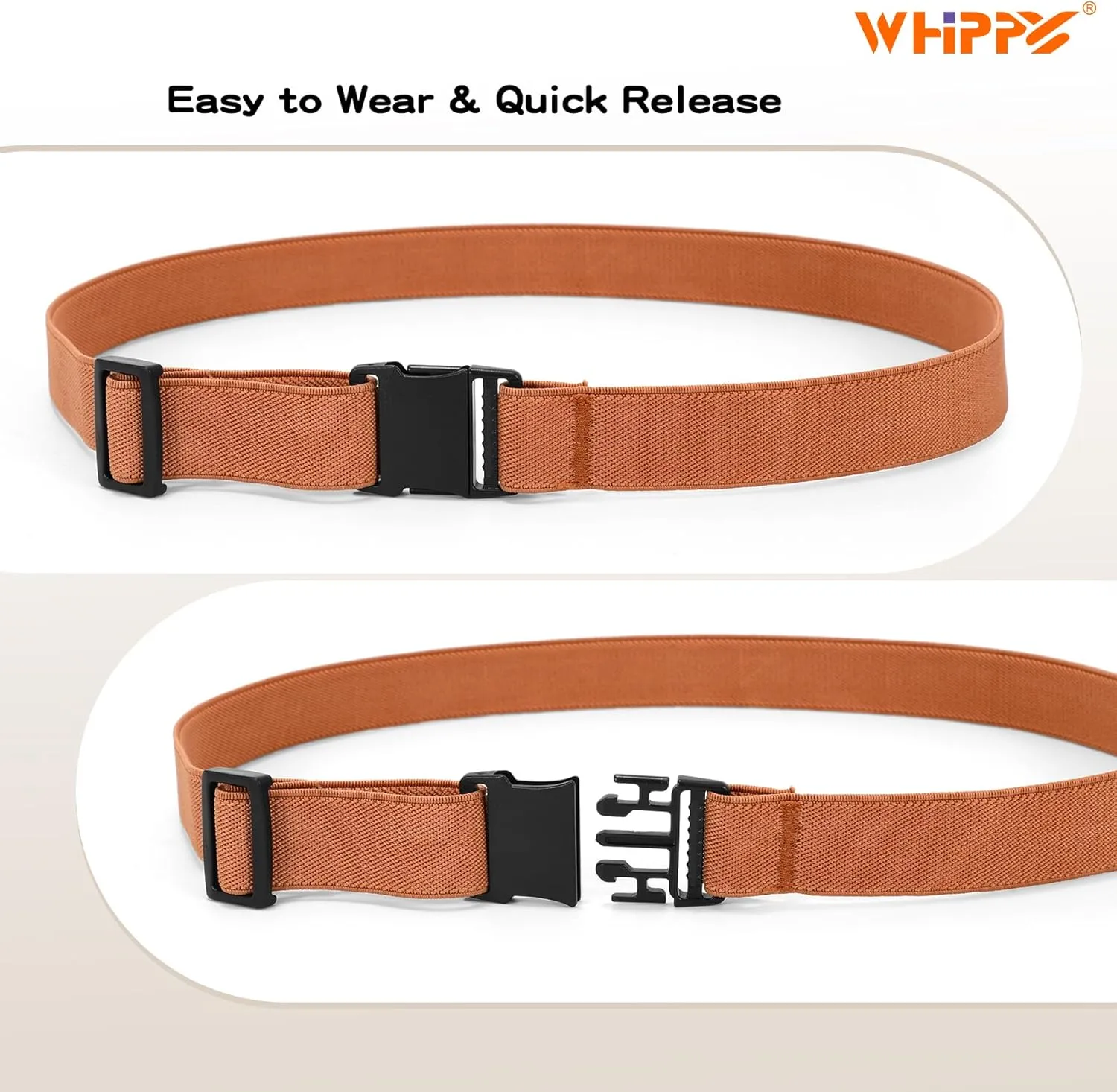 WHIPPY Elastic Kids Belt for Boys Girls - Stretch Invisible Belt with Adjustable Clip Buckle Latch Belts for School Sports