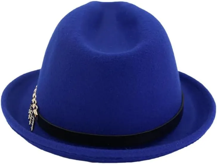 Women Roll Up Short Brim Fedora Hats with Belt Band Fashion Casual Panama Cap Solid Trilby Hat