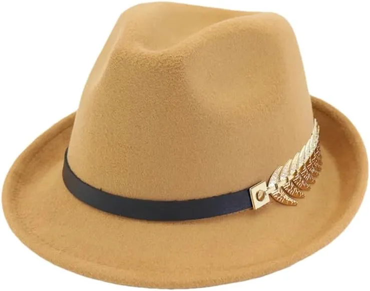 Women Roll Up Short Brim Fedora Hats with Belt Band Fashion Casual Panama Cap Solid Trilby Hat