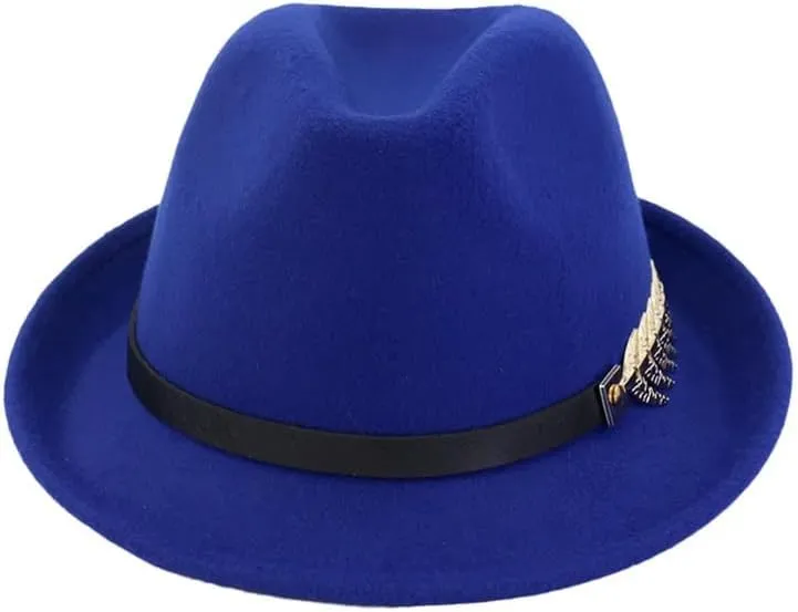 Women Roll Up Short Brim Fedora Hats with Belt Band Fashion Casual Panama Cap Solid Trilby Hat