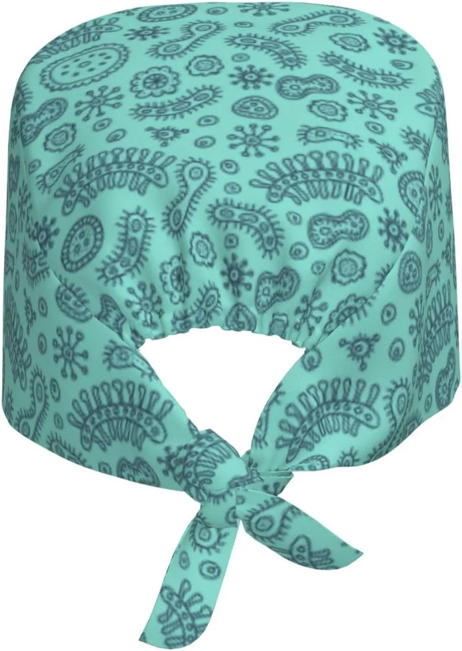 Working Cap Scrub Cap with Sweatband Adjustable Unisex Women Tie Back Hat Nurse Surgical Caps