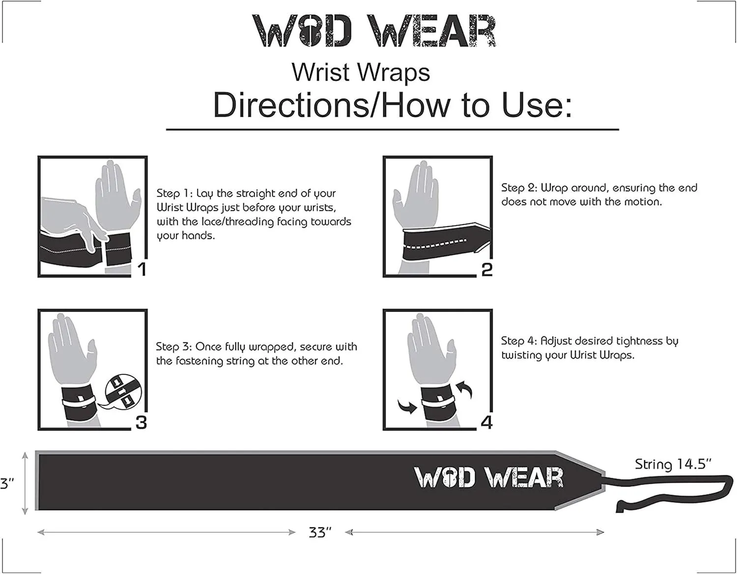 Wrist Wraps for Powerlifting, Strength Training, Bodybuilding, Cross Training, Olympic Weightlifting, Yoga Support - One Size Fits All