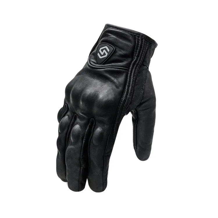 WUPP CS-1047A Motorcycle Racing Cycling Windproof Leather Full Finger Gloves, Size:M(Black)
