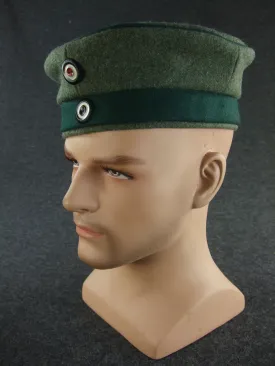 WW1 German EM Beret Cap M1917 Green Band   Green Piping